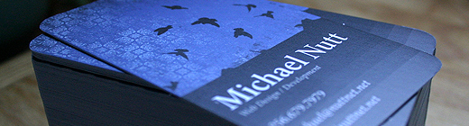 An example of inverted typography on a business card.